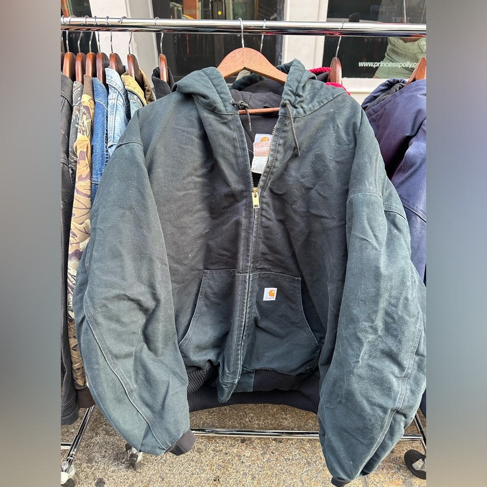 Carhartt J130 Hooded Canvas Workwear Jacket 3XL Black